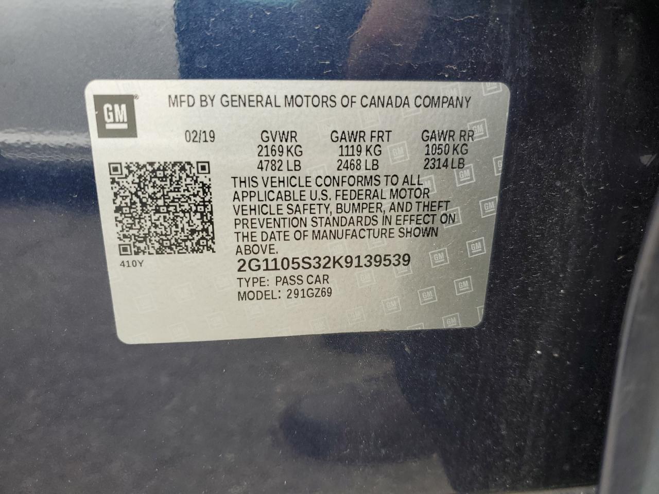 2G1105S32K9139539 2019 Chevrolet Impala Premier