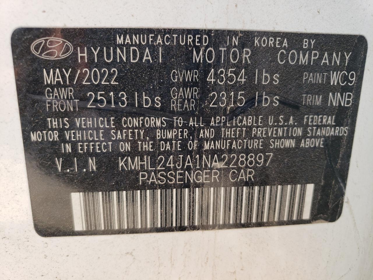 KMHL24JA1NA228897 2022 Hyundai Sonata Se