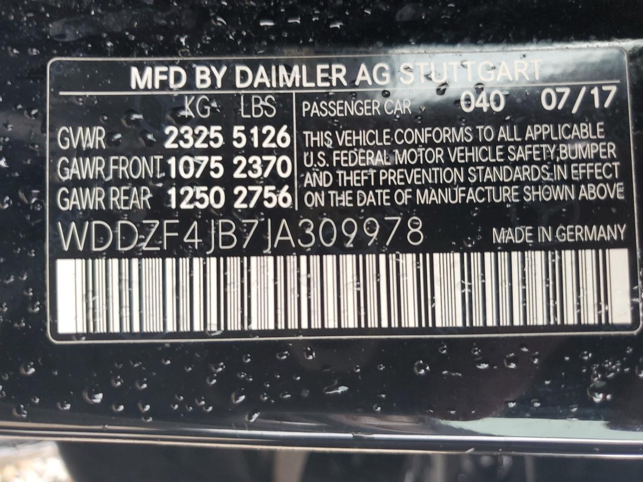 WDDZF4JB7JA309978 2018 Mercedes-Benz E 300