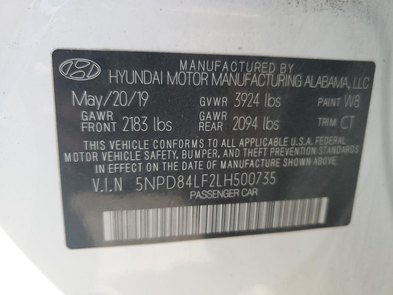 5NPD84LF2LH500735 2020 Hyundai Elantra Sel