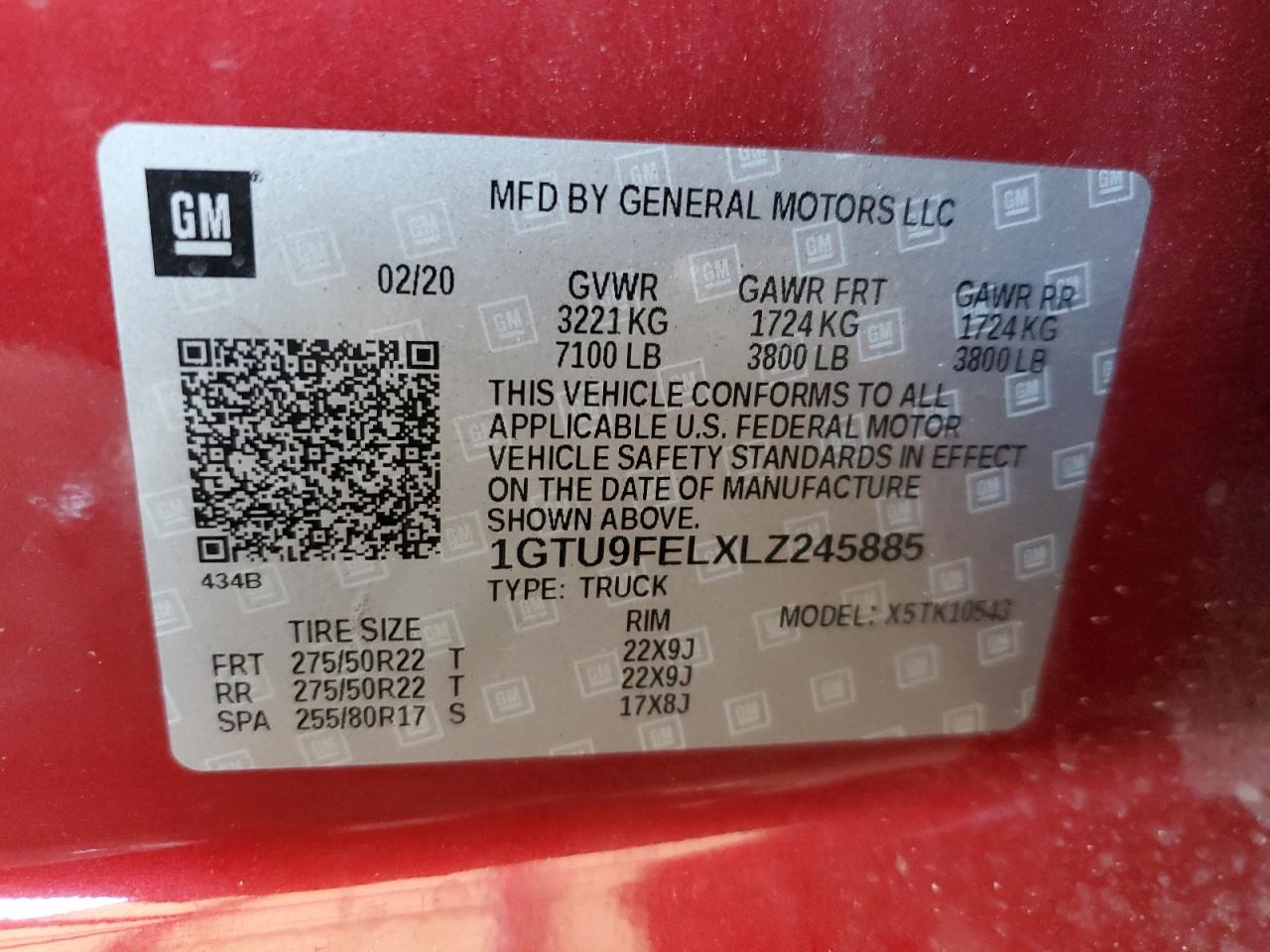 1GTU9FELXLZ245885 2020 GMC Sierra K1500 Denali