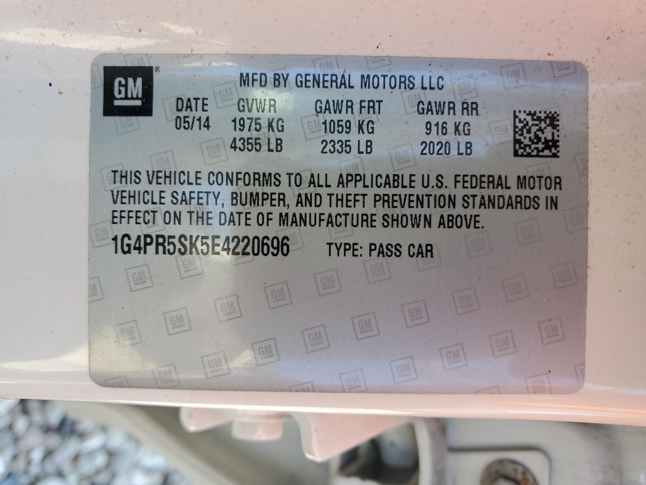 1G4PR5SK5E4220696 2014 Buick Verano Convenience