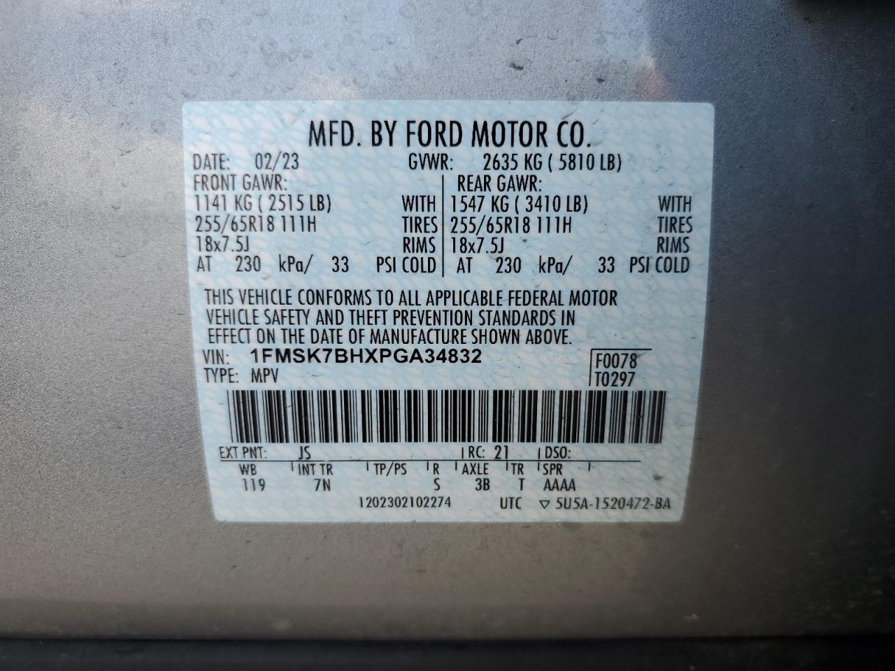 1FMSK7BHXPGA34832 2023 Ford Explorer