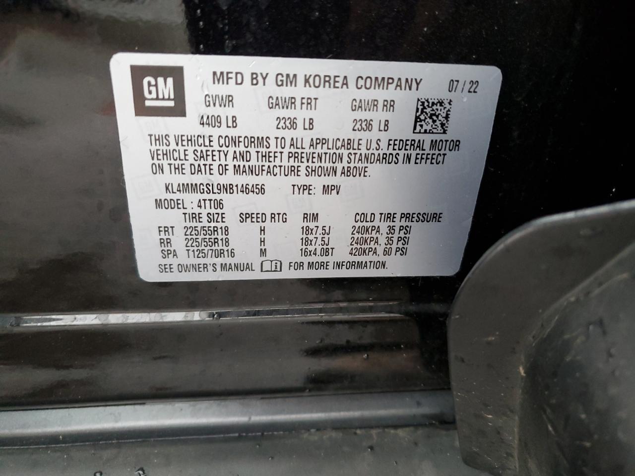 2022 Buick Encore Gx Essence VIN: KL4MMGSL9NB146456 Lot: 72758274