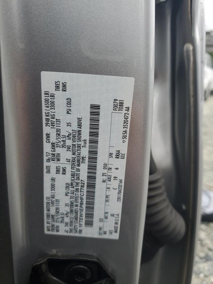 2017 Ford F150 Supercrew VIN: 1FTEW1EP8HFC77827 Lot: 69992684