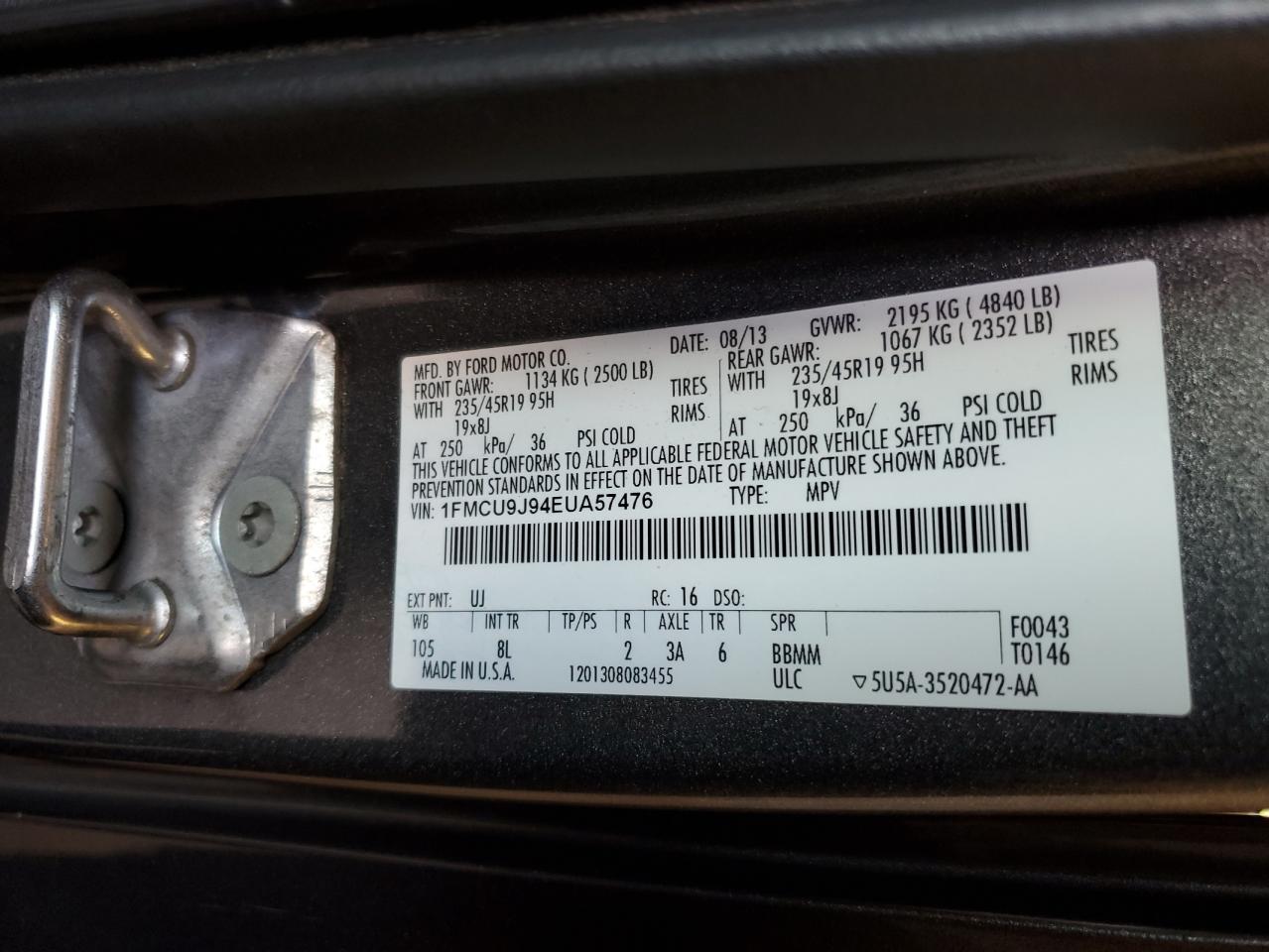 1FMCU9J94EUA57476 2014 Ford Escape Titanium