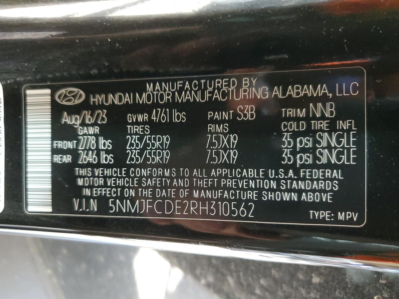 5NMJFCDE2RH310562 2024 Hyundai Tucson Sel