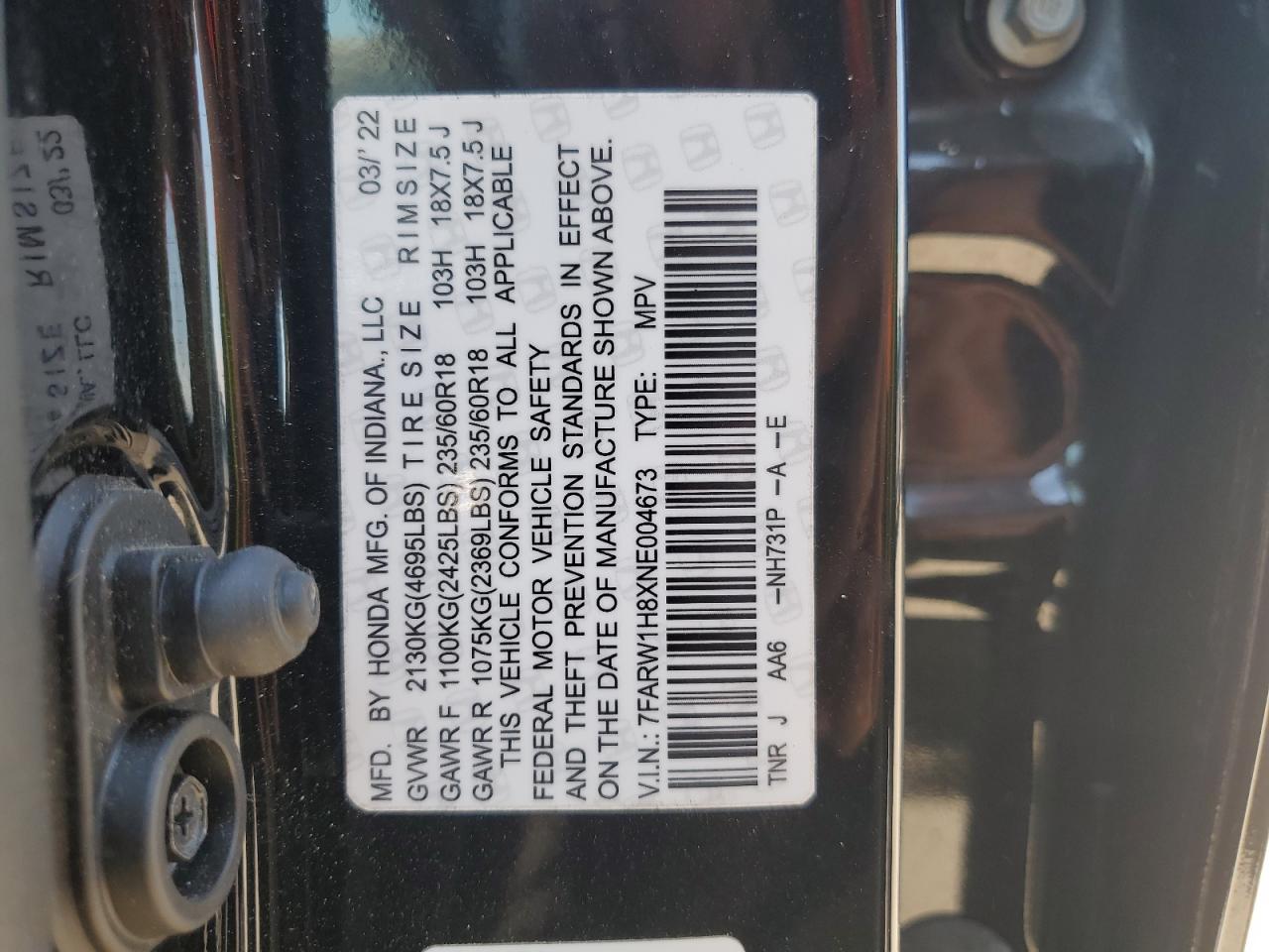 2HKRW2H82NH610777 2022 Honda Cr-V Exl