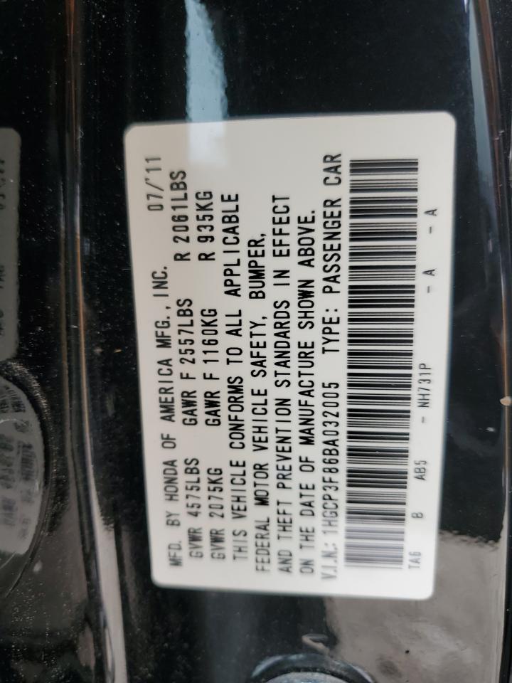 1HGCP3F86BA032005 2011 Honda Accord Exl