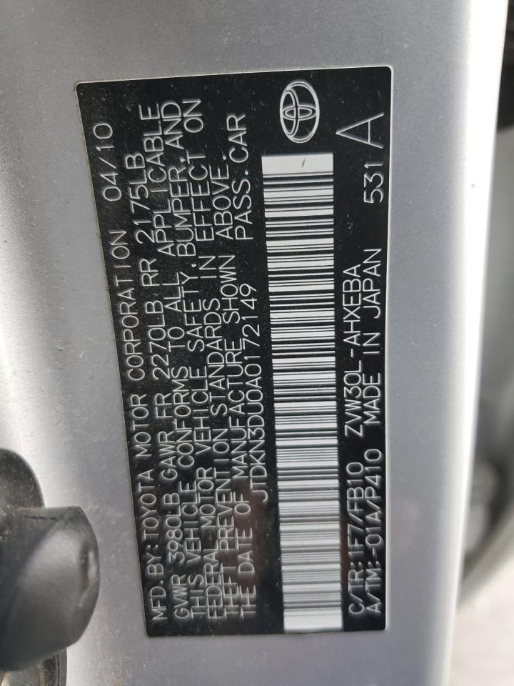 JTDKN3DU0A0172149 2010 Toyota Prius