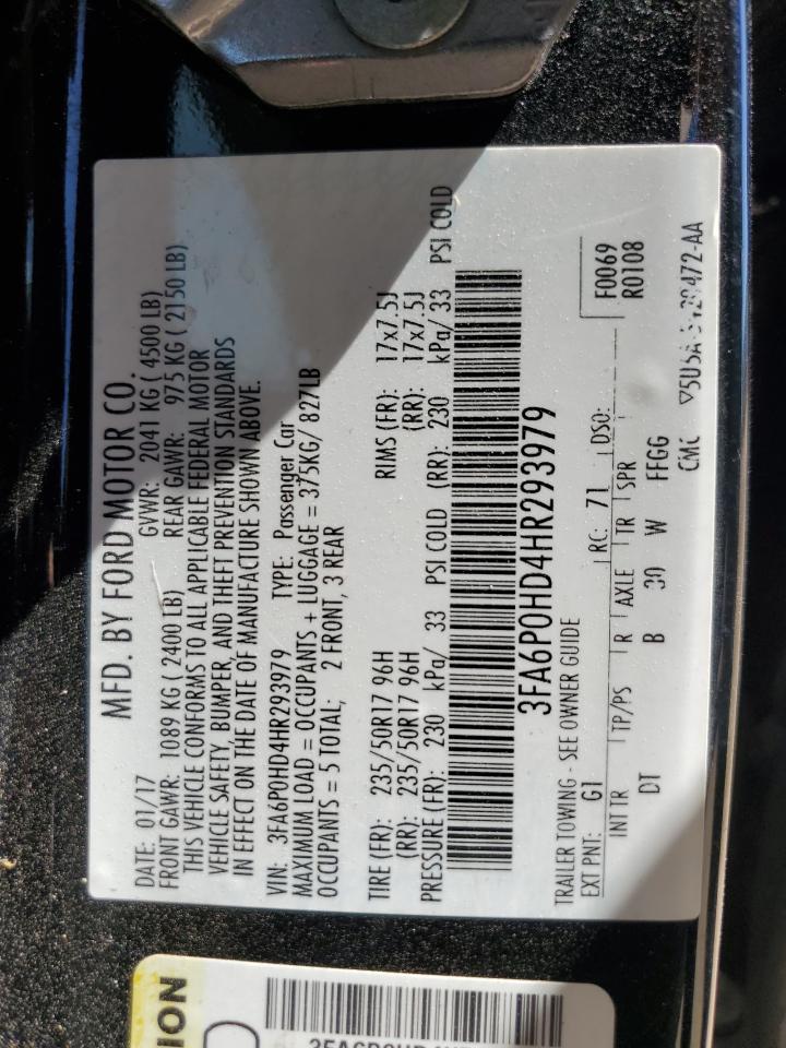 3FA6P0HD4HR293979 2017 Ford Fusion Se