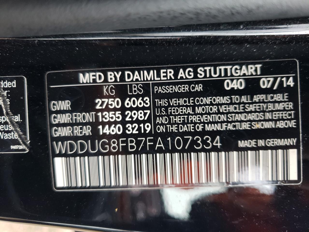 WDDUG8FB7FA107334 2015 Mercedes-Benz S 550 4Matic