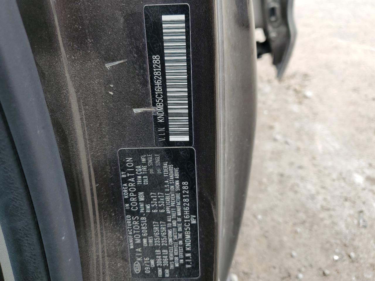 KNDMB5C16H6281288 2017 Kia Sedona Lx