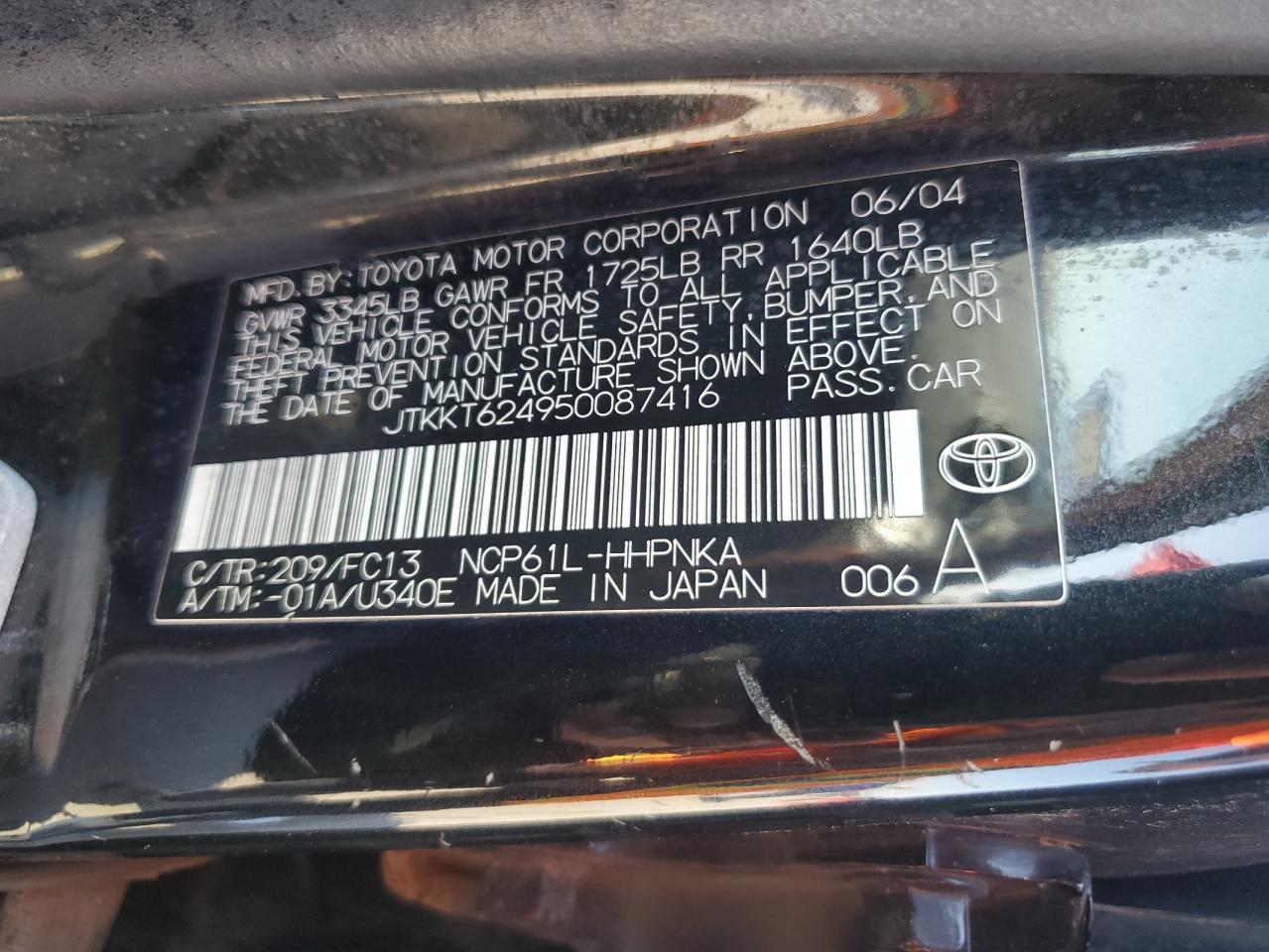 JTKKT624950087416 2005 Toyota Scion Xa