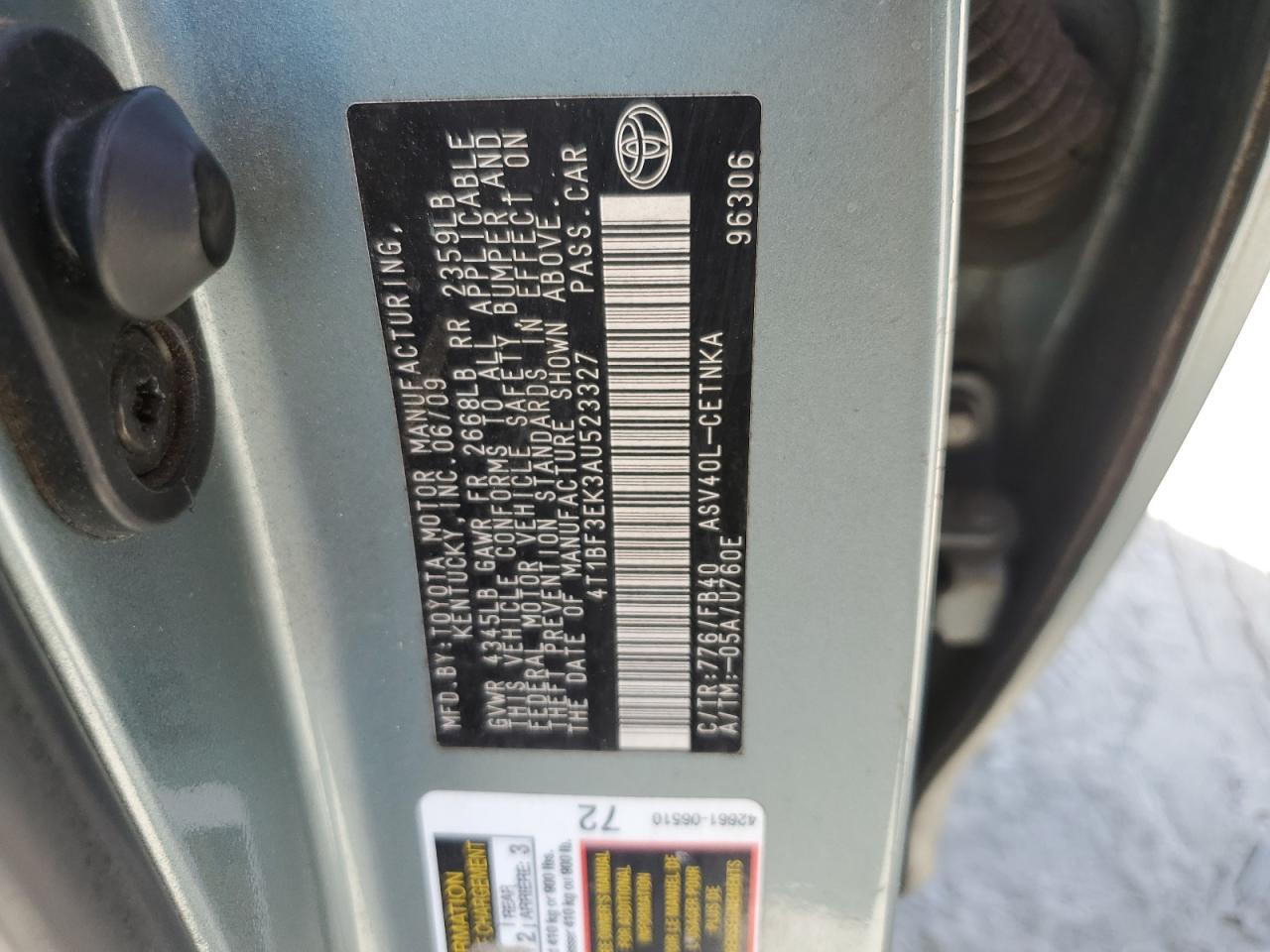 4T1BF3EK3AU523327 2010 Toyota Camry Base