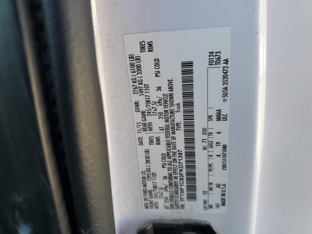 1FTMF1C83FKD71397 2015 Ford F150