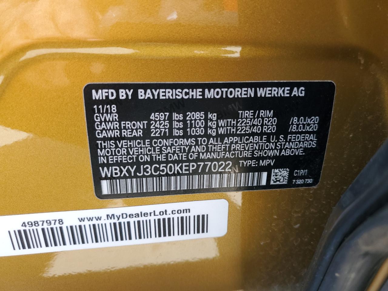 WBXYJ3C50KEP77022 2019 BMW X2 Sdrive28I