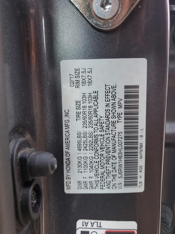 5J6RW1H83HL007275 2017 Honda Cr-V Exl