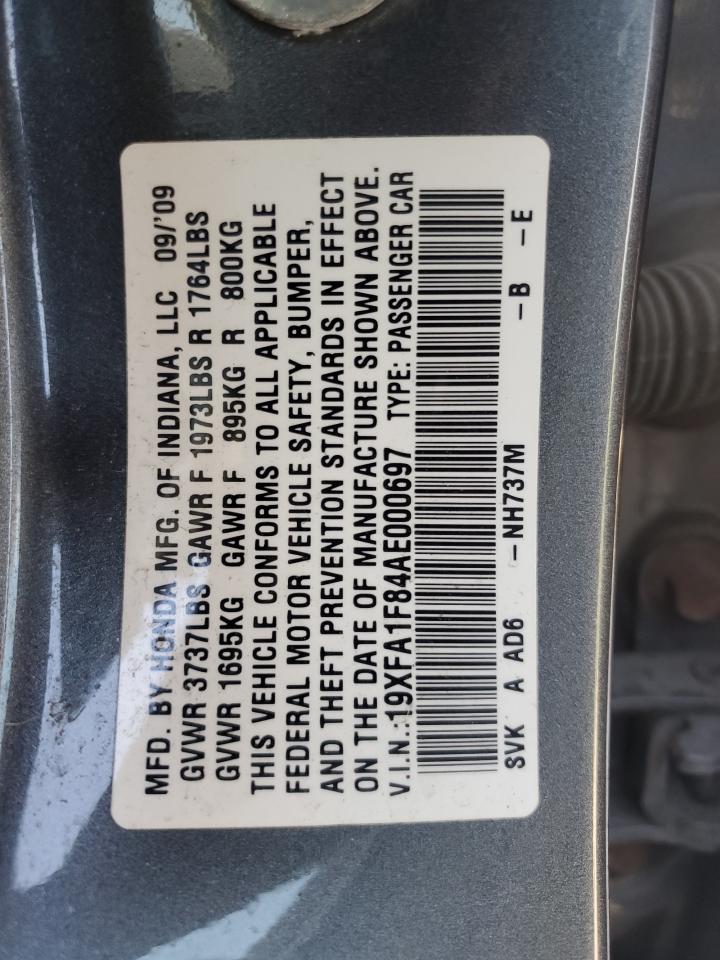 19XFA1F84AE000697 2010 Honda Civic Ex