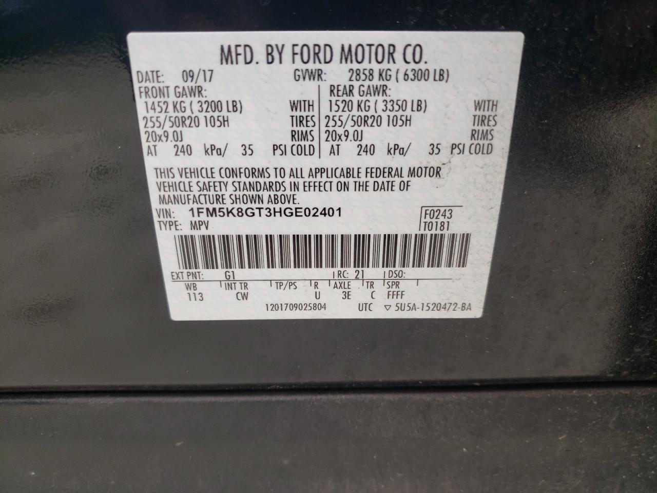 1FM5K8GT3HGE02401 2017 FORD EXPLORER - Image 15