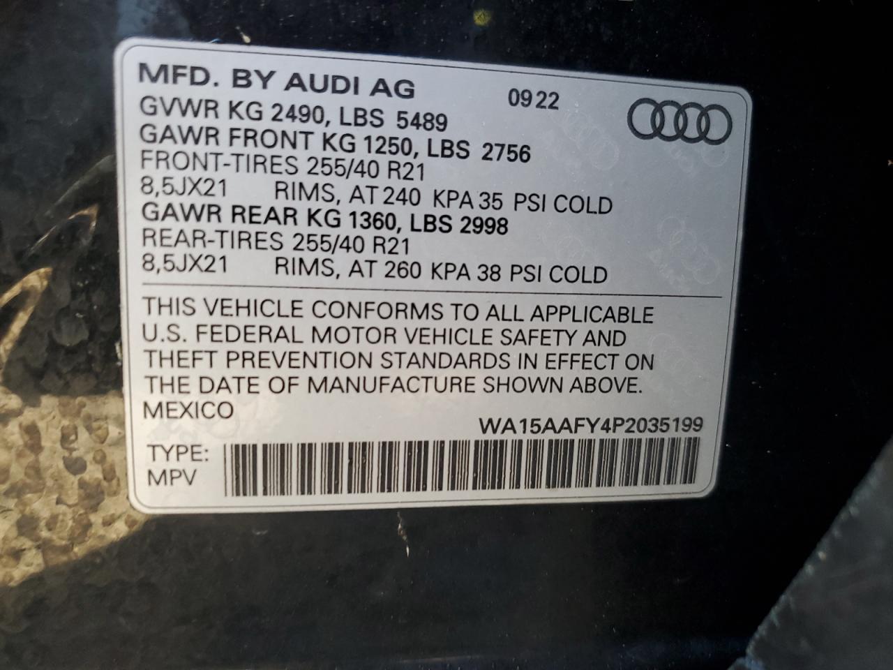 WA15AAFY4P2035199 2023 Audi Q5 Sportback Prm Pls 45