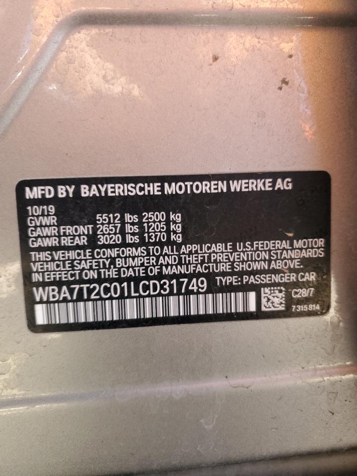 2020 BMW 740 I VIN: WBA7T2C01LCD31749 Lot: 72965424