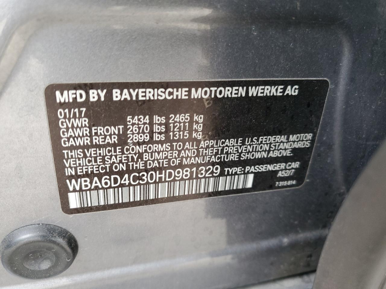 WBA6D4C30HD981329 2017 BMW 6 SERIES - Image 12