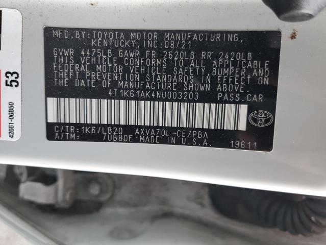 4T1K61AK4NU003203 Toyota Camry XSE 12