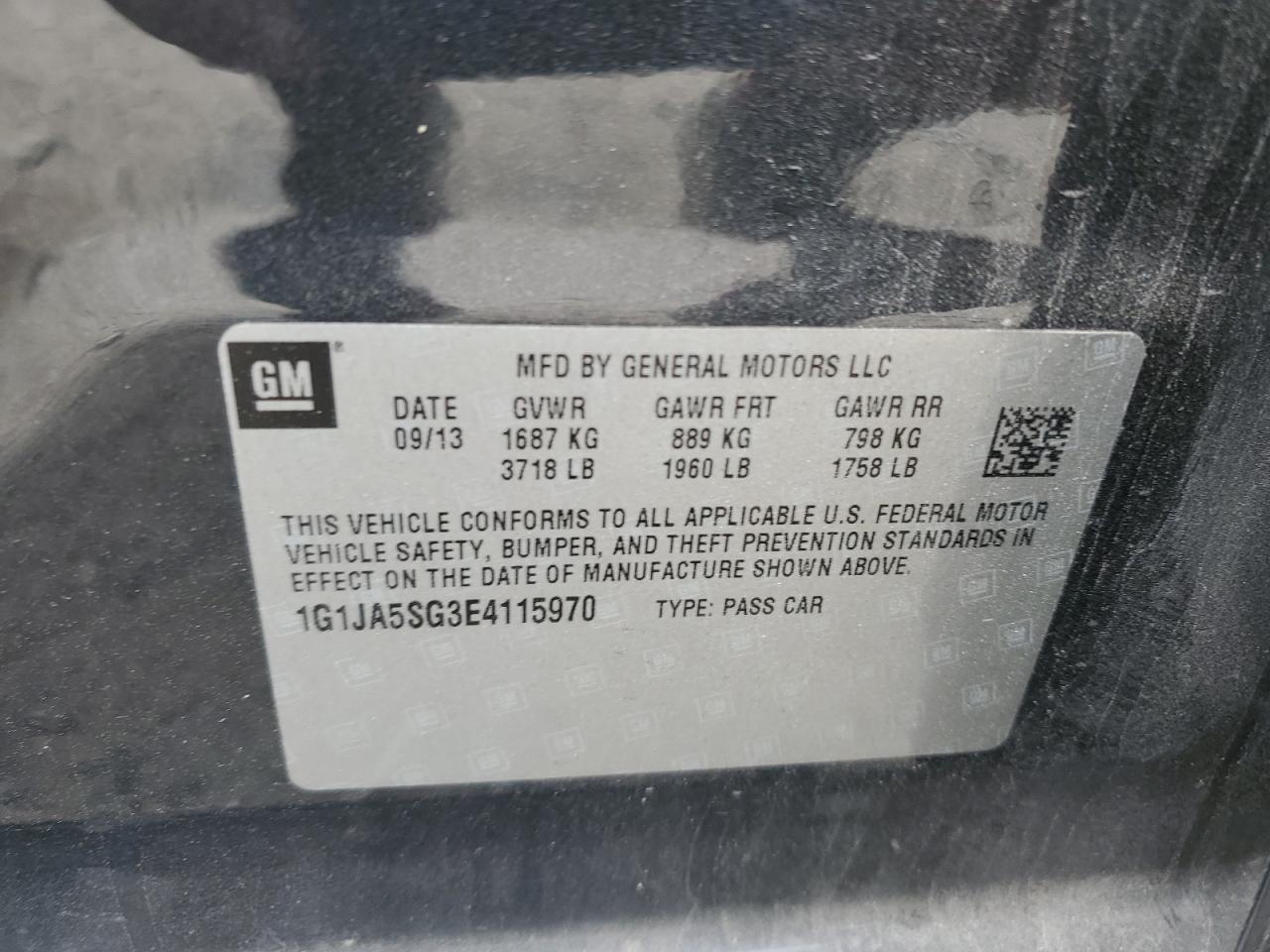 1G1JA5SG3E4115970 2014 Chevrolet Sonic Ls