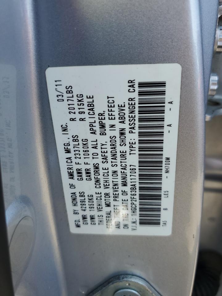 1HGCP2F63BA117067 2011 Honda Accord Se