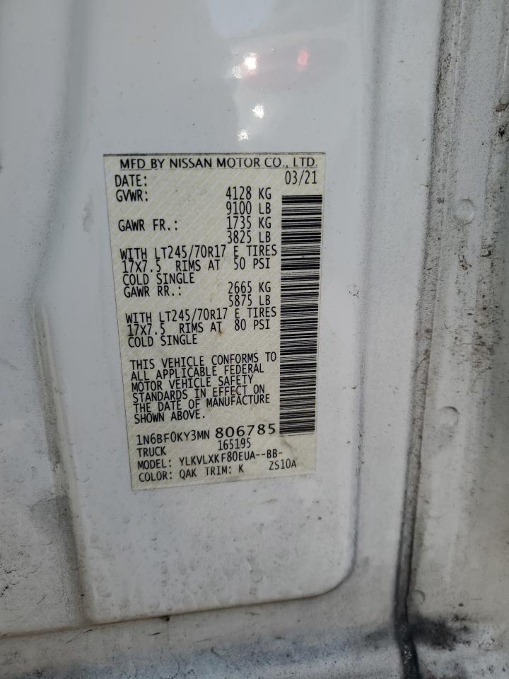 1N6BF0KY3MN806785 2021 Nissan Nv 2500 S