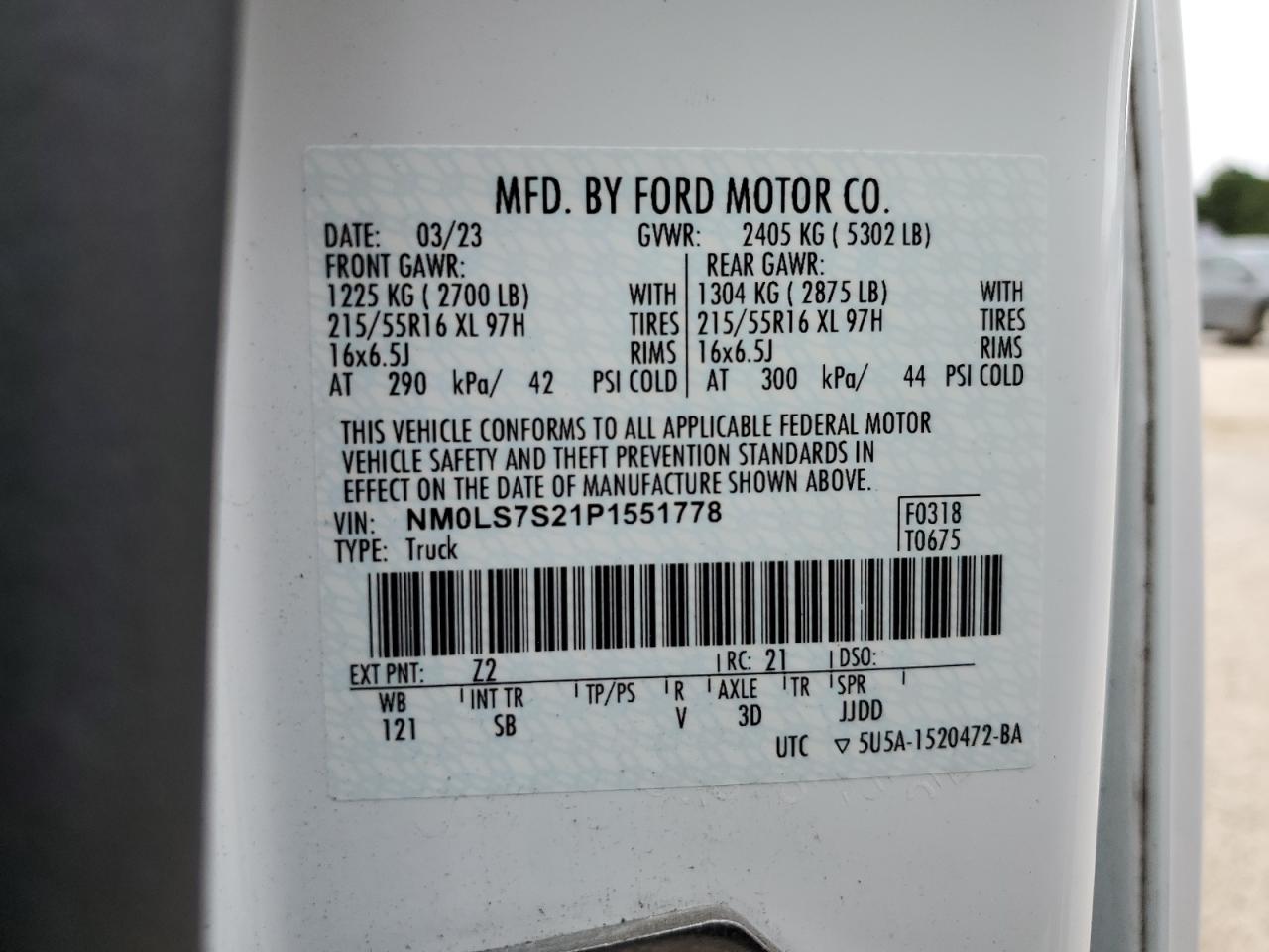 NM0LS7S21P1551778 2023 Ford Transit Connect Xl