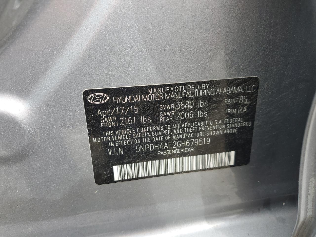 5NPDH4AE2GH679519 2016 Hyundai Elantra Se