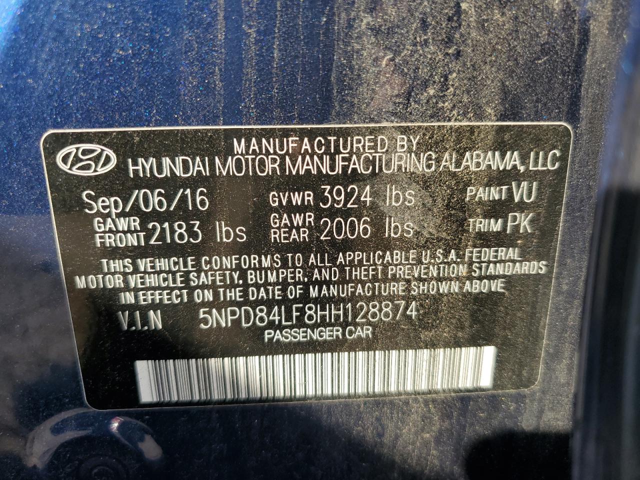 5NPD84LF8HH128874 2017 Hyundai Elantra Se