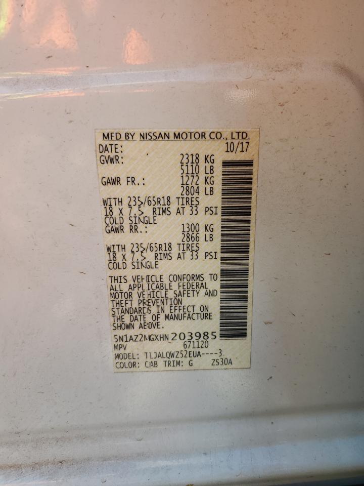 5N1AZ2MGXHN203985 2017 Nissan Murano S