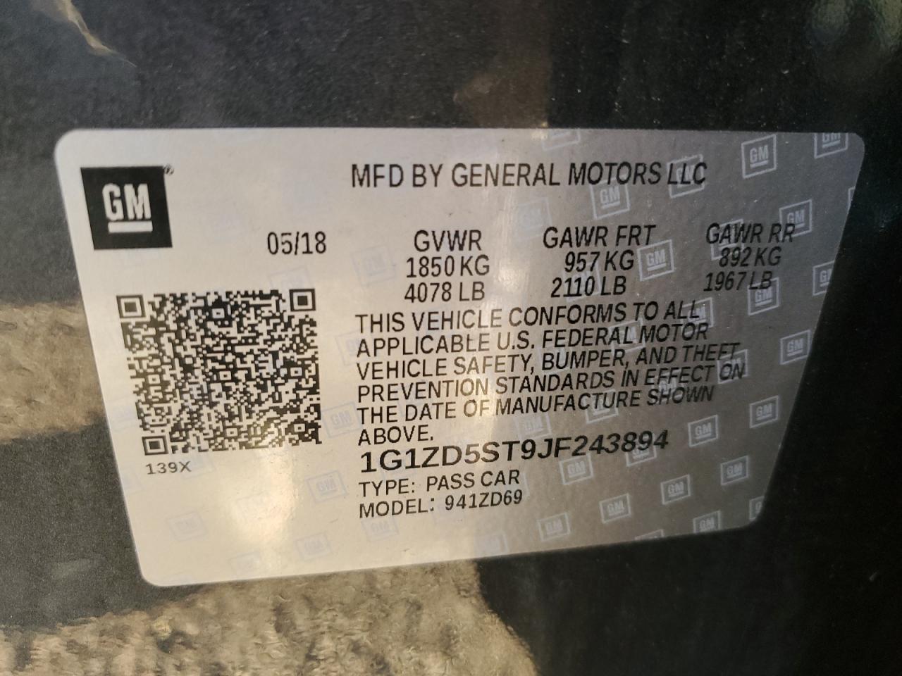 1G1ZD5ST9JF243894 2018 CHEVROLET MALIBU - Image 14