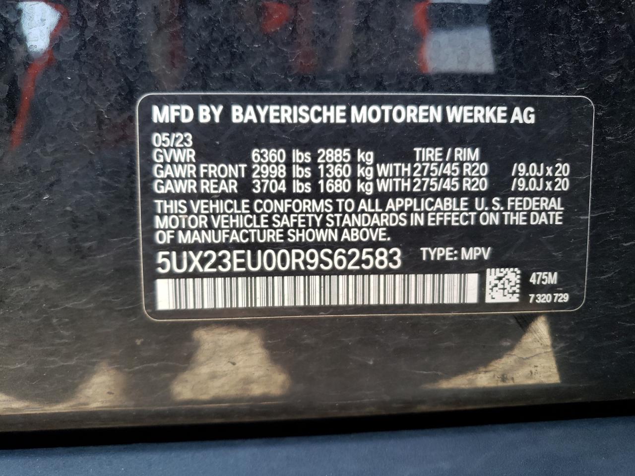 5UX23EU00R9S62583 2024 BMW X5 xDrive40I