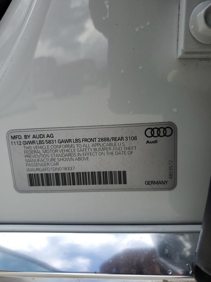 2013 Audi A8 L Quattro VIN: WAURGAFD1DN018337 Lot: 70200174