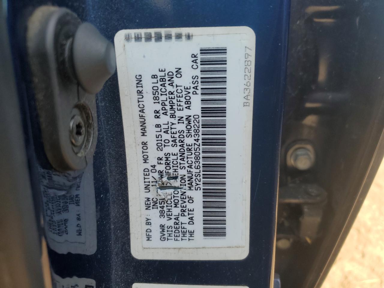 5Y2SL63805Z438220 2005 Pontiac Vibe