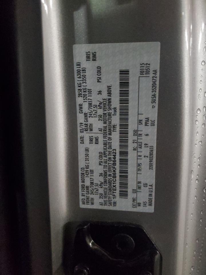 1FTEX1CB6KFB64423 2019 Ford F150 Super Cab