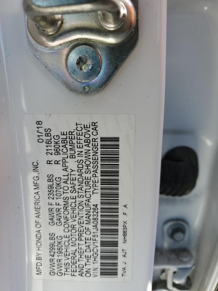 1HGCV1F51JA083264 2018 Honda Accord Exl