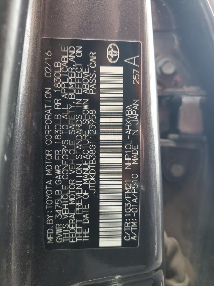 JTDKDTB38G1123958 2016 Toyota Prius C