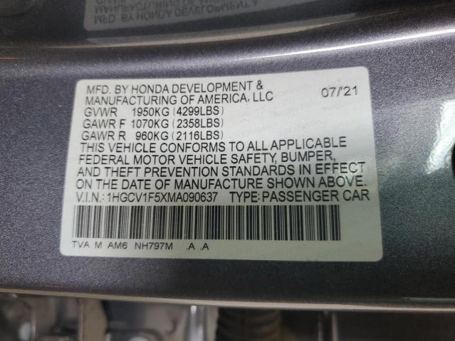 1HGCV1F5XMA090637 Honda Accord EXL 13