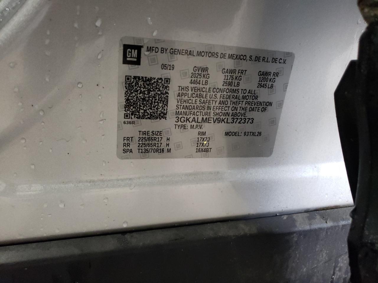 3GKALMEV9KL372373 2019 GMC Terrain Sle