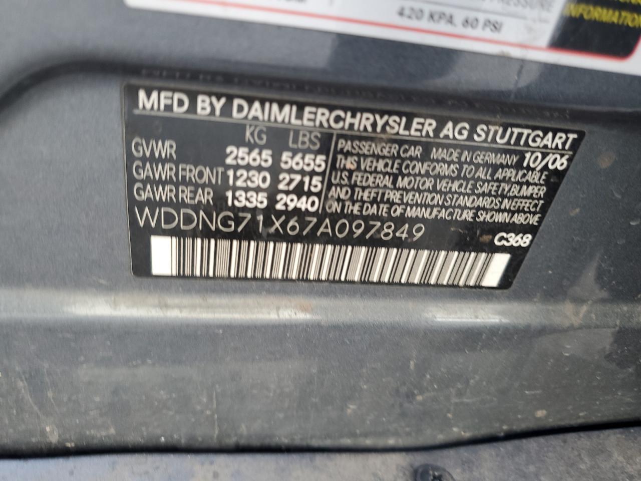 WDDNG71X67A097849 2007 Mercedes-Benz S 550