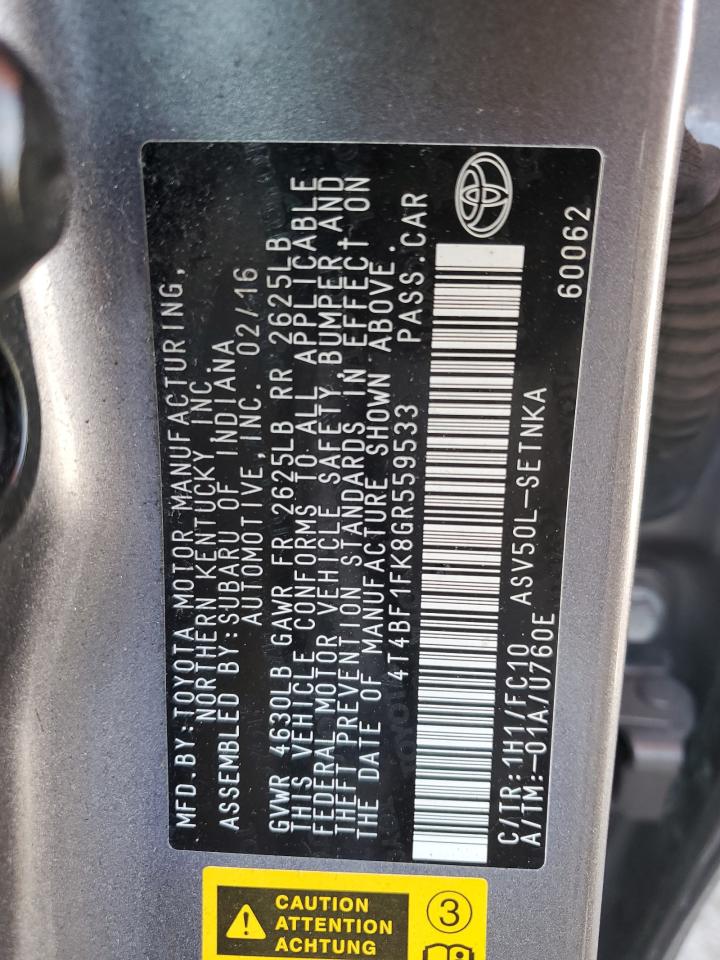 4T4BF1FK8GR559533 2016 Toyota Camry Le