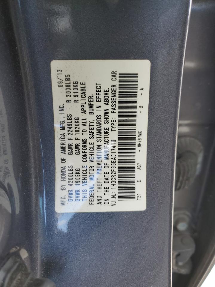 2014 Honda Accord Lx VIN: 1HGCR2F36EA017419 Lot: 72280894