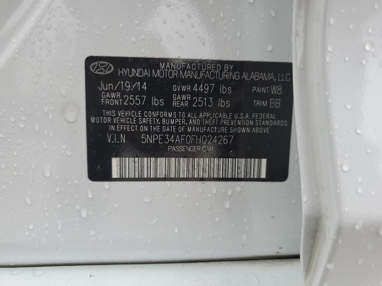 2015 Hyundai Sonata Sport VIN: 5NPE34AF0FH024267 Lot: 69715314