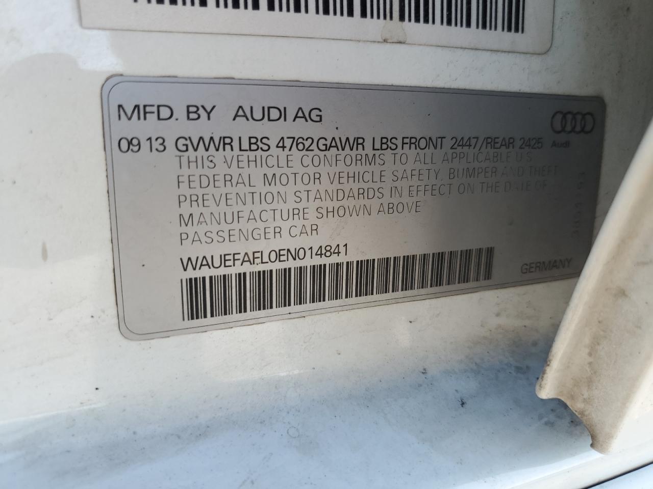 WAUEFAFL0EN014841 2014 Audi A4 Premium Plus