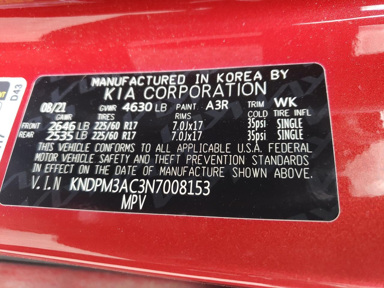 2022 Kia Sportage Lx VIN: KNDPM3AC3N7008153 Lot: 70910524